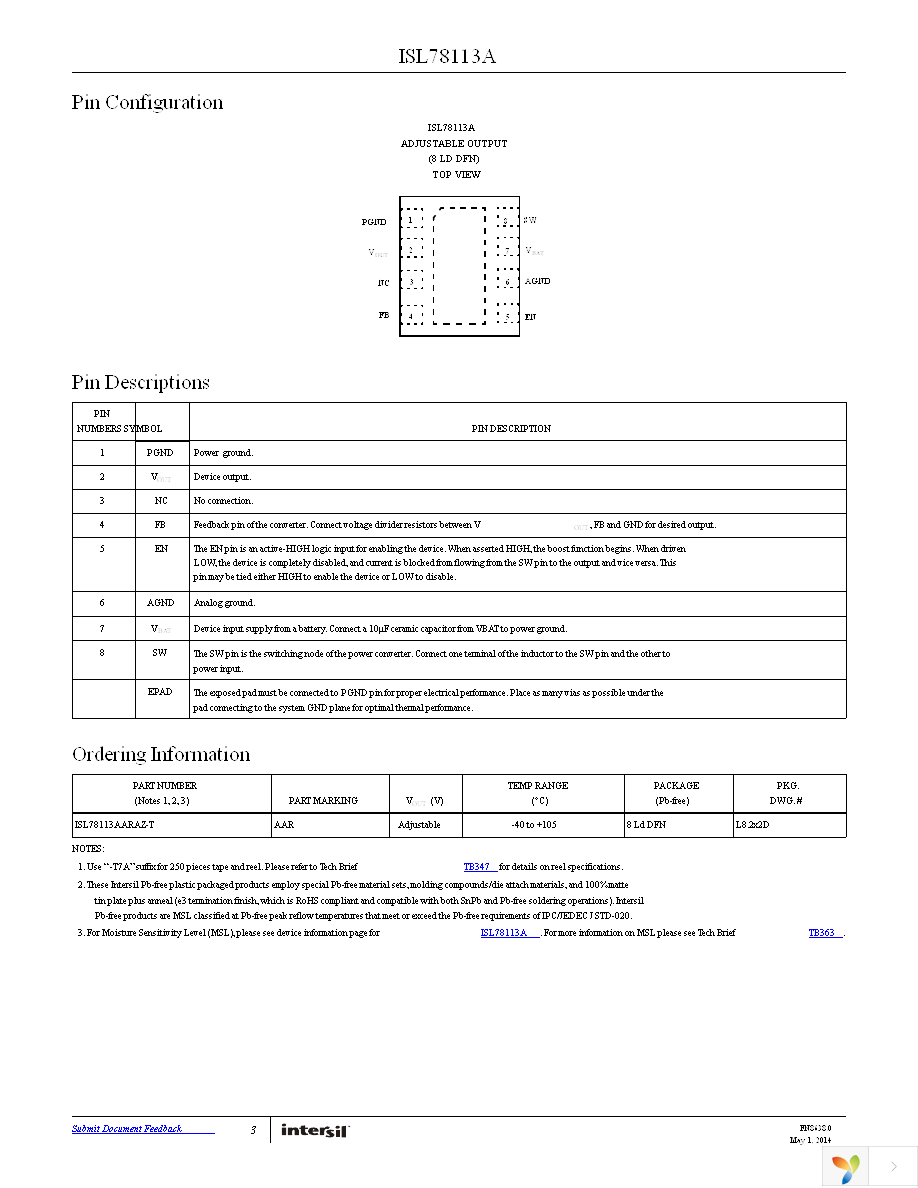 ISL78113AARAZ-T Page 3