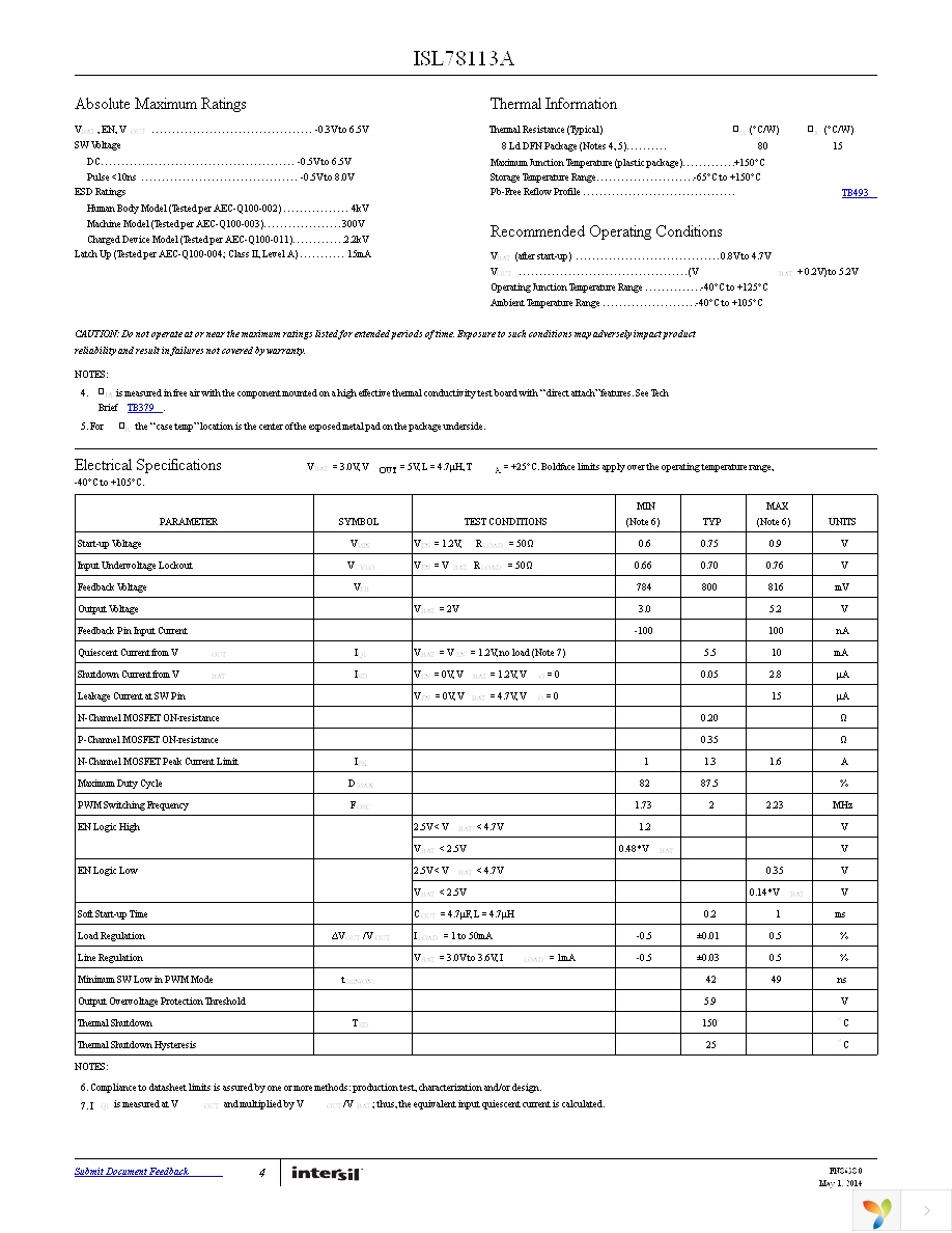 ISL78113AARAZ-T Page 4