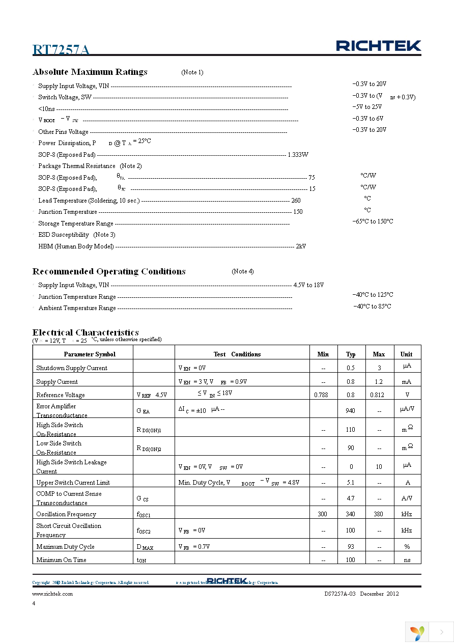 RT7257AHZSP Page 4