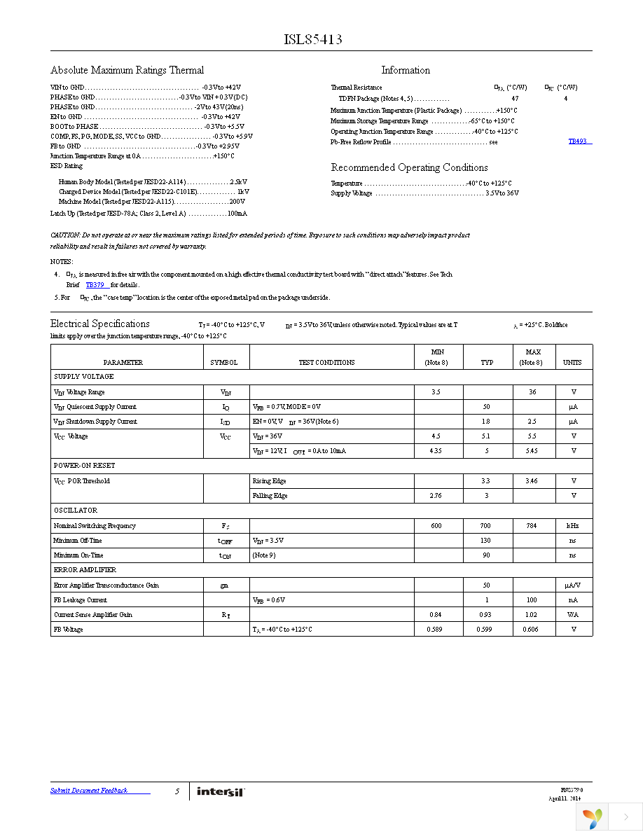 ISL85413FRTZ-T7A Page 5