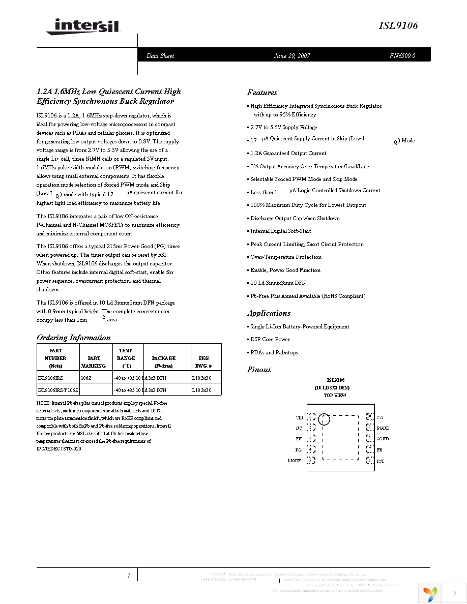 ISL9106IRZ-T Page 1