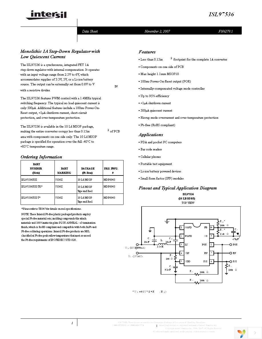 ISL97536IUZ Page 1