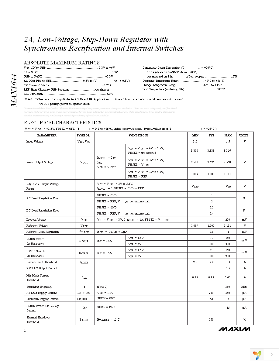 MAX1644EAE+ Page 2