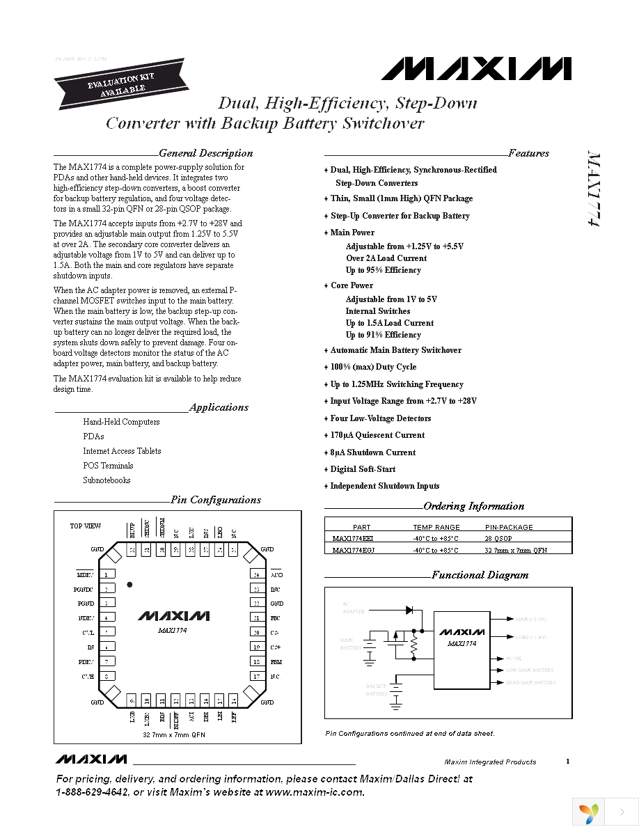 MAX1774EEI+ Page 1