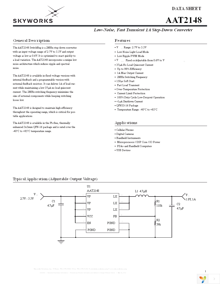 AAT2148IVN-0.6-T1 Page 1