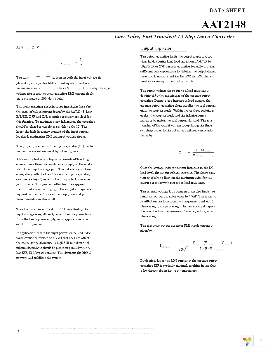 AAT2148IVN-0.6-T1 Page 12