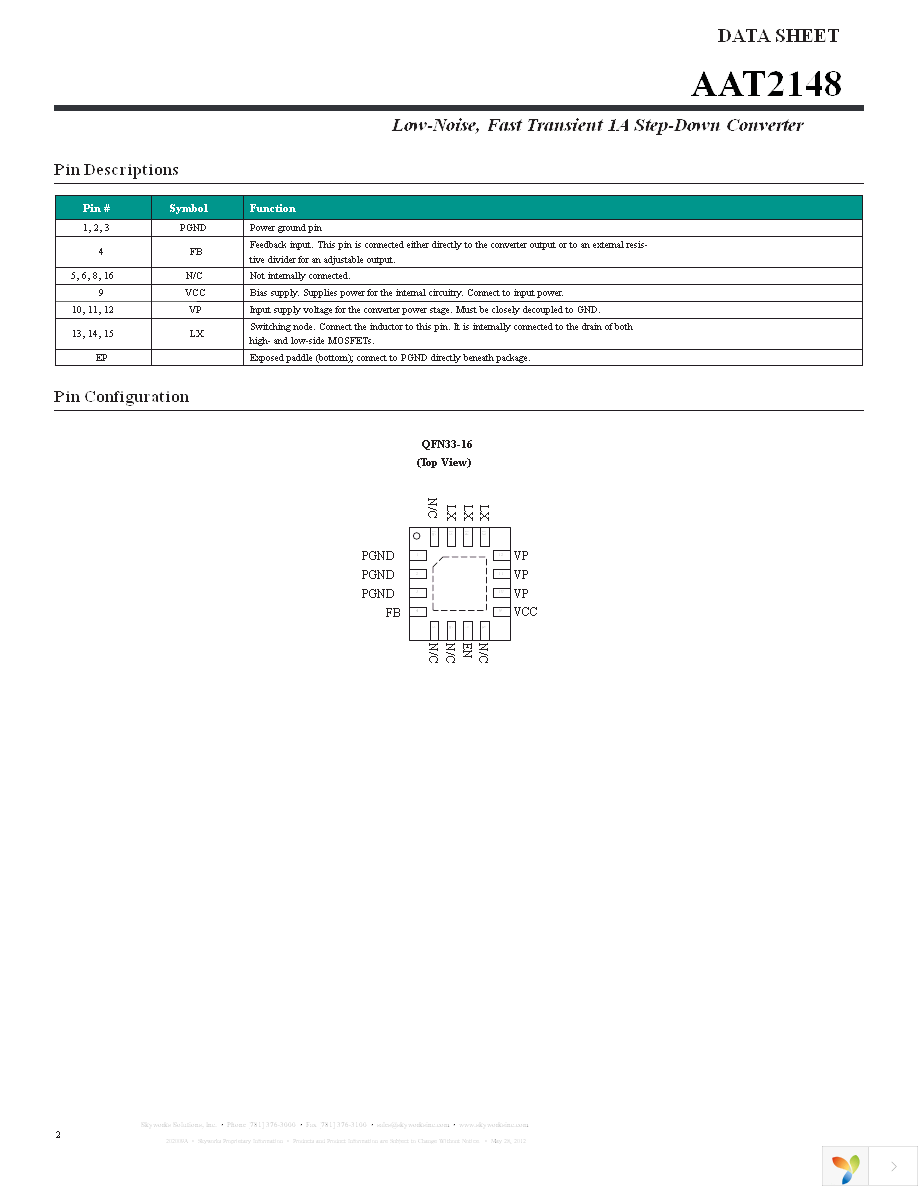 AAT2148IVN-0.6-T1 Page 2