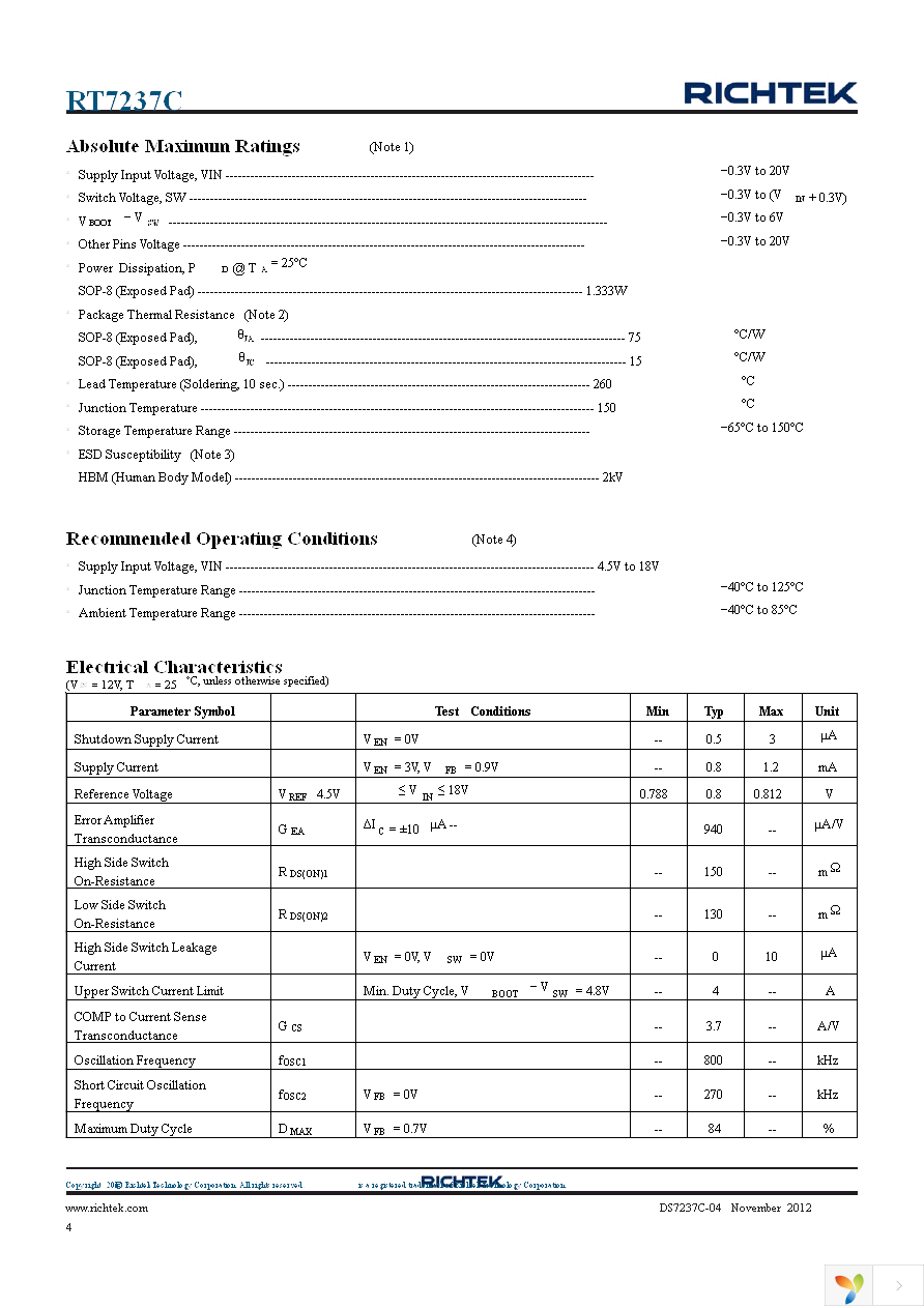 RT7237CHGSP Page 4