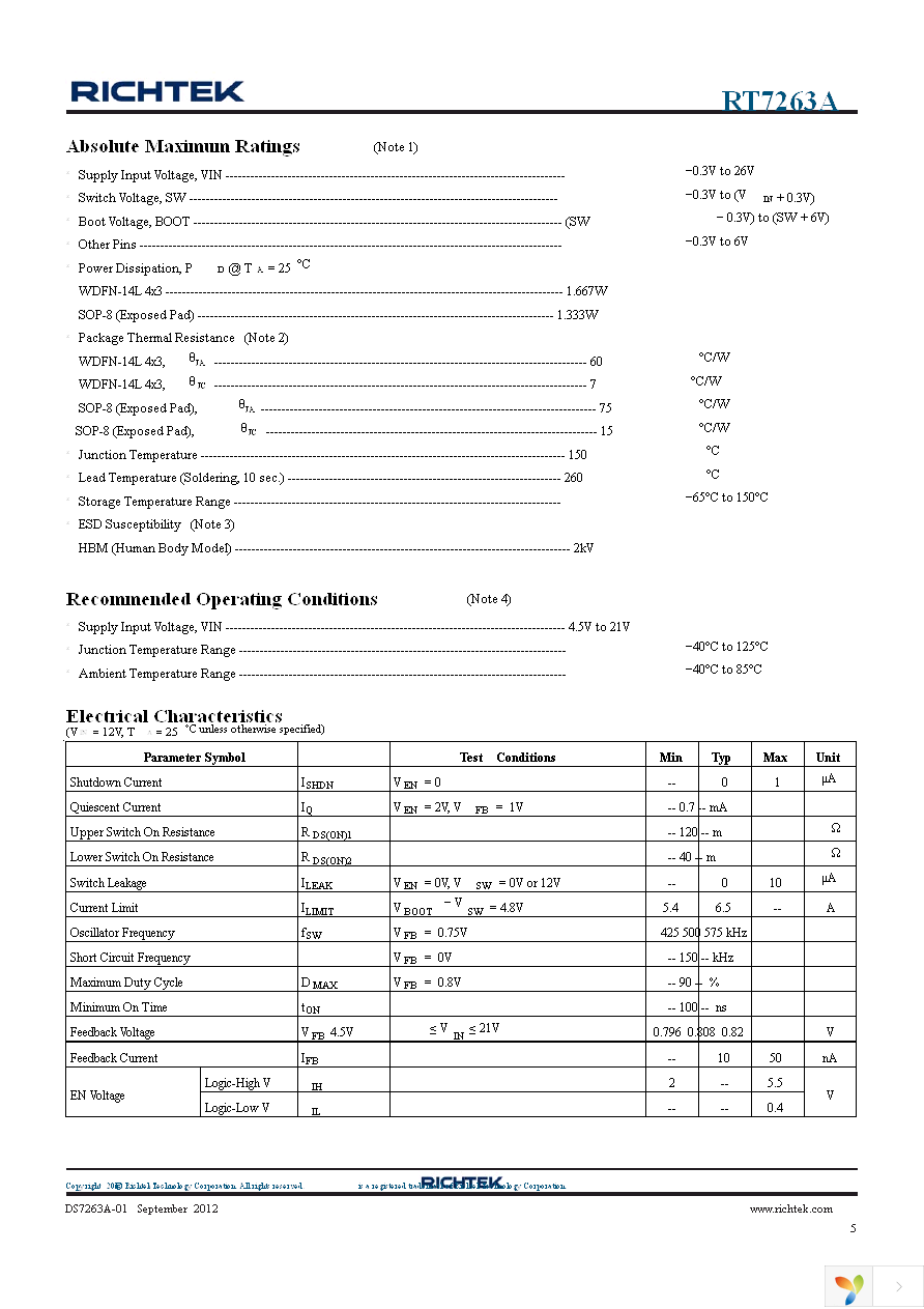 RT7263AZSP Page 5