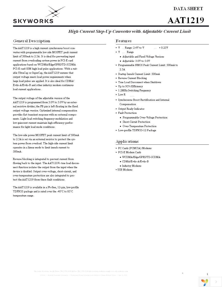 AAT1219IWP-1-1.2-T1 Page 1