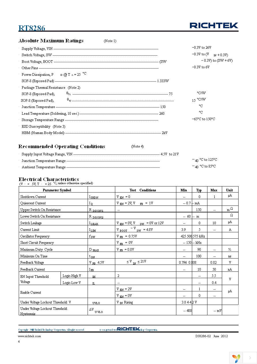 RT8286ZSP Page 4