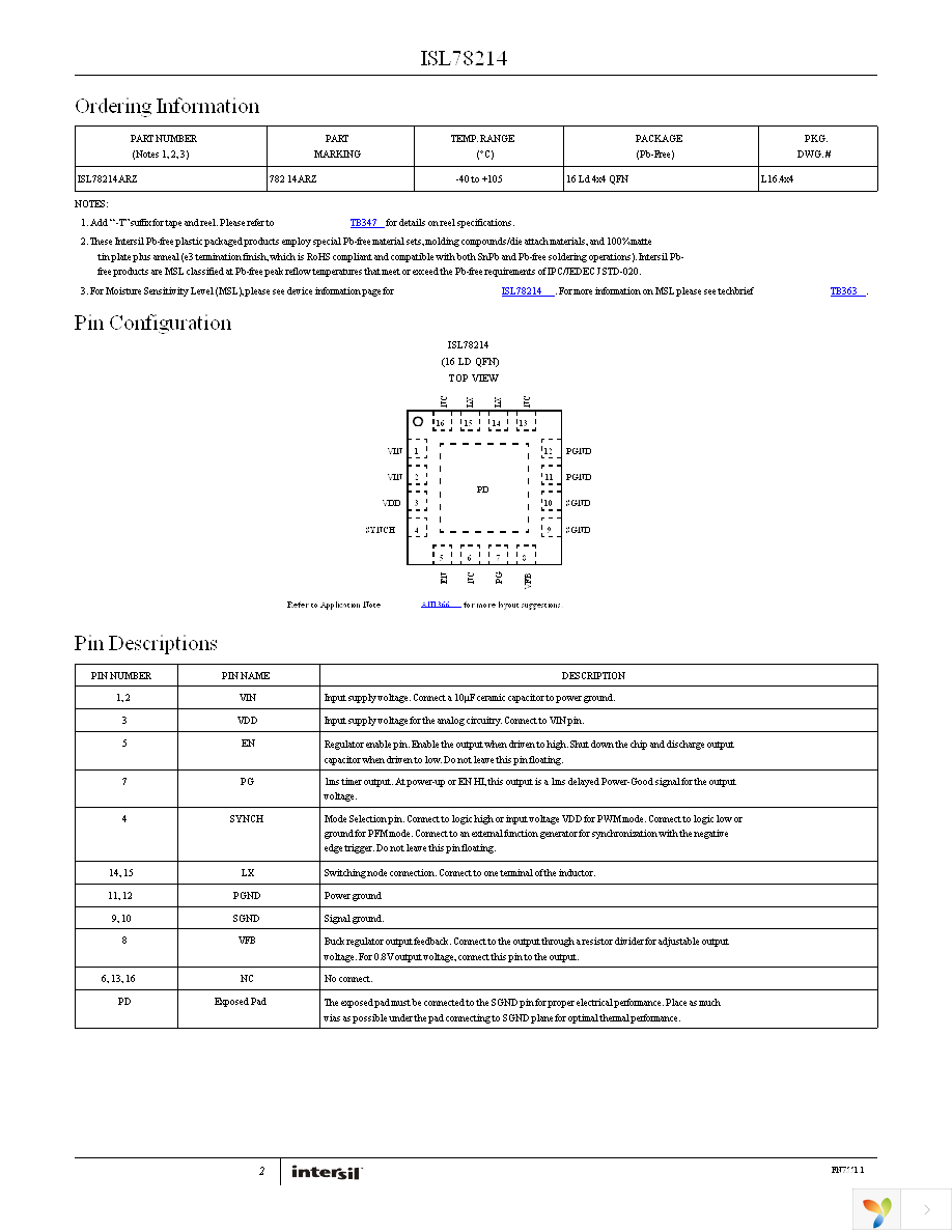 ISL78214ARZ Page 2