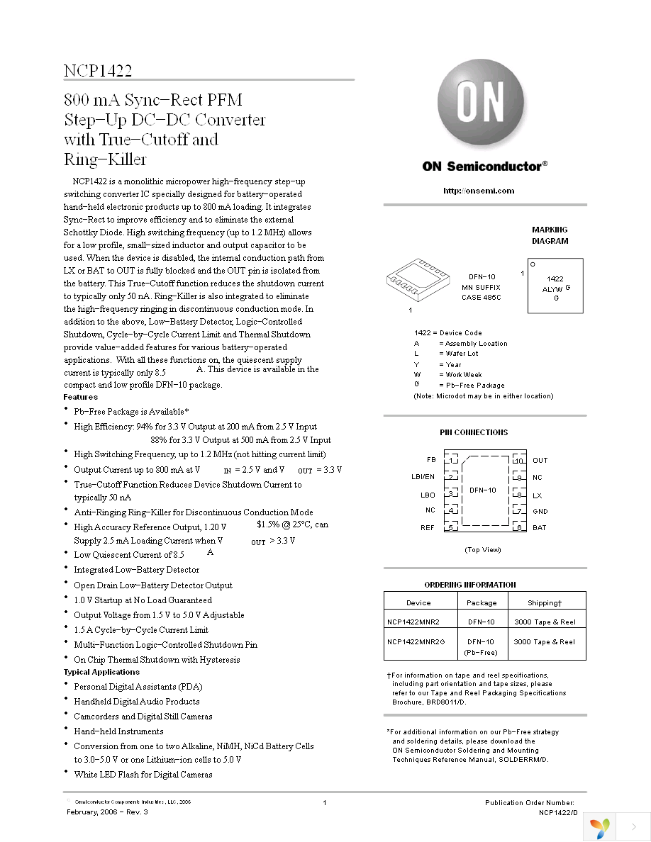 NCP1422MNR2G Page 1