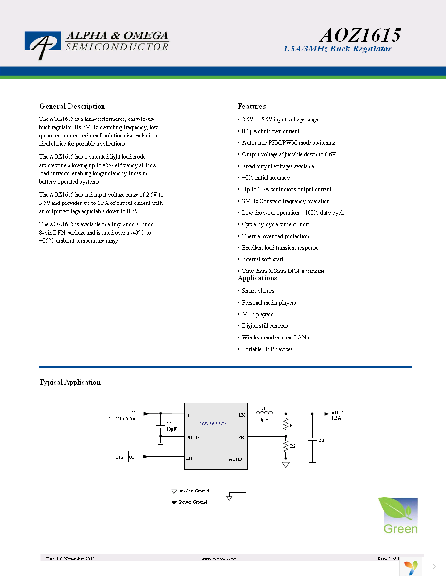 AOZ1615DI Page 1