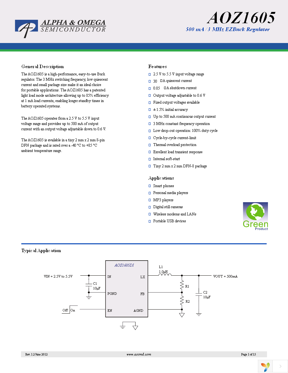 AOZ1605DI Page 1