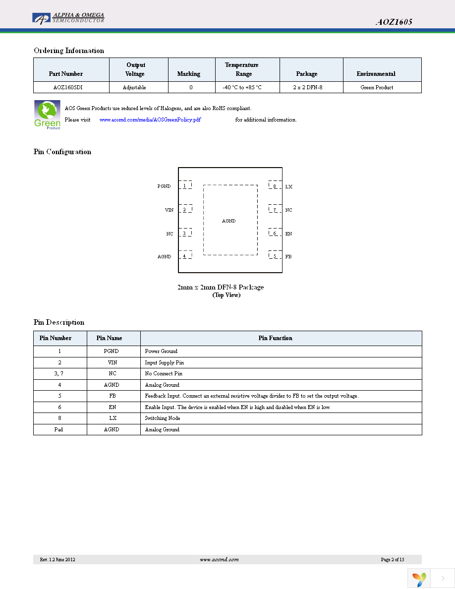 AOZ1605DI Page 2