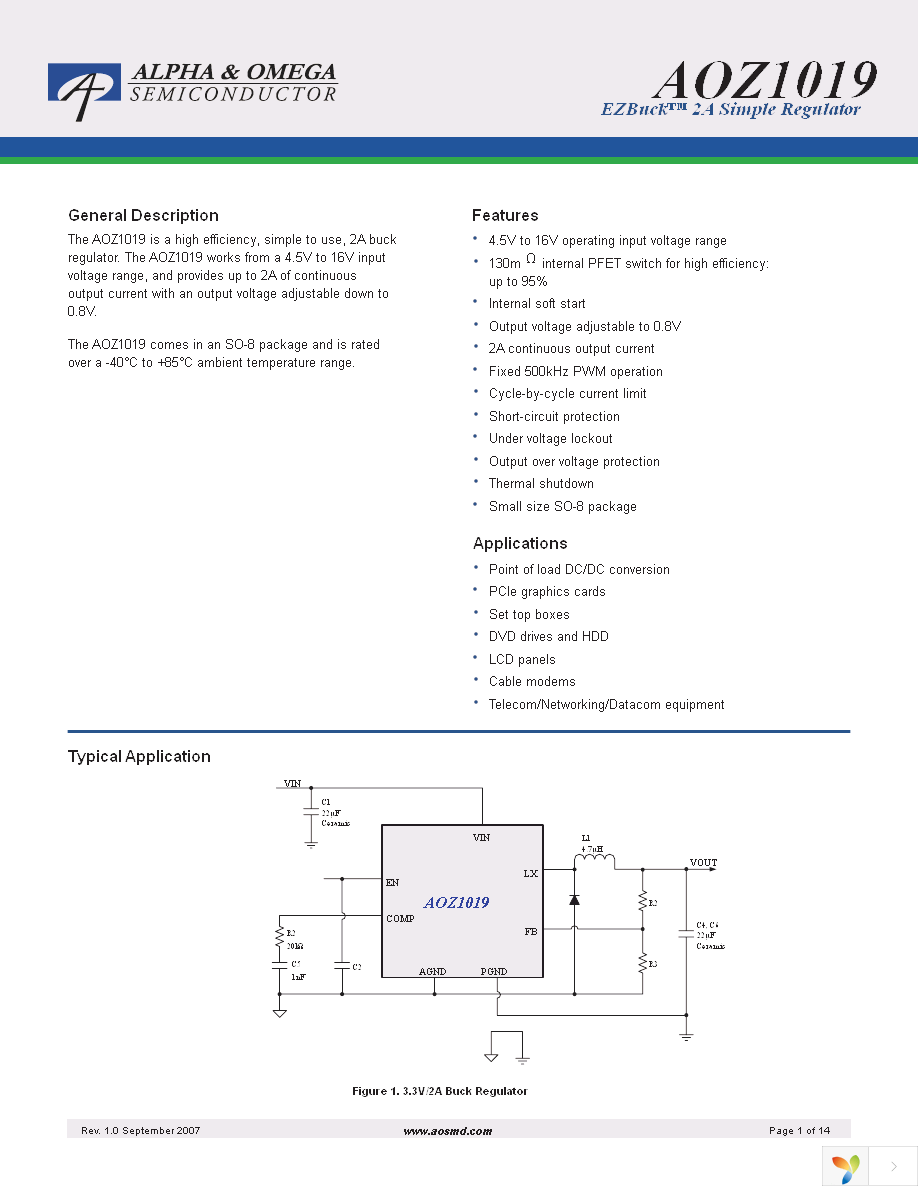 AOZ1019AI Page 1