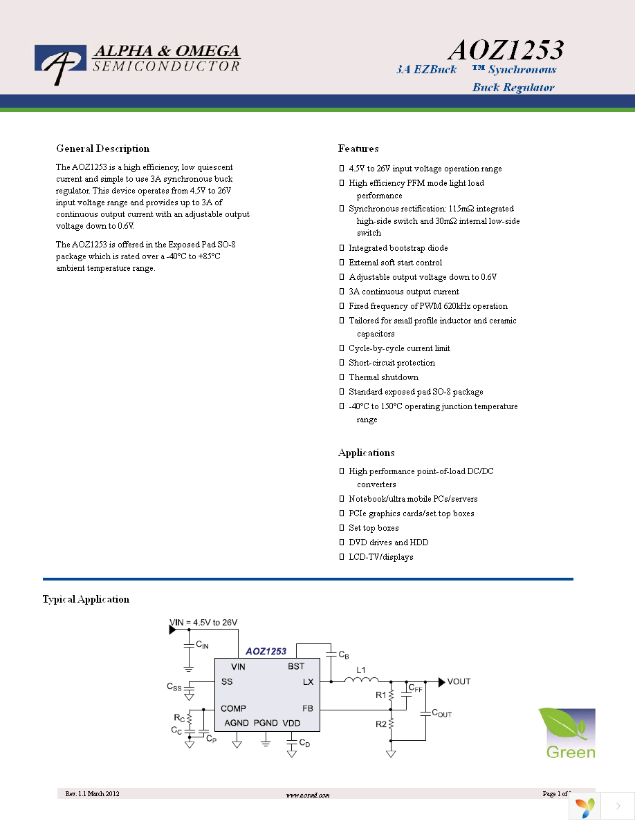 AOZ1253PI Page 1