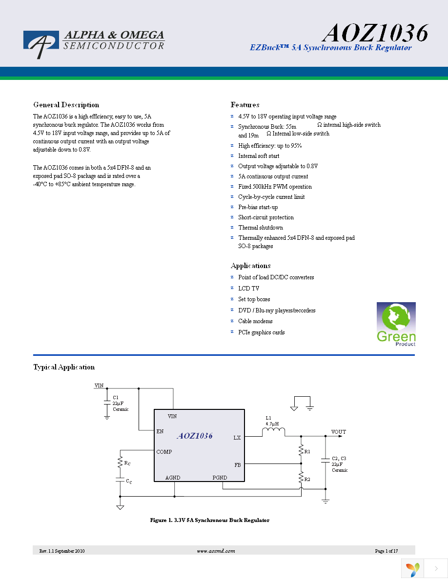 AOZ1036PI Page 1