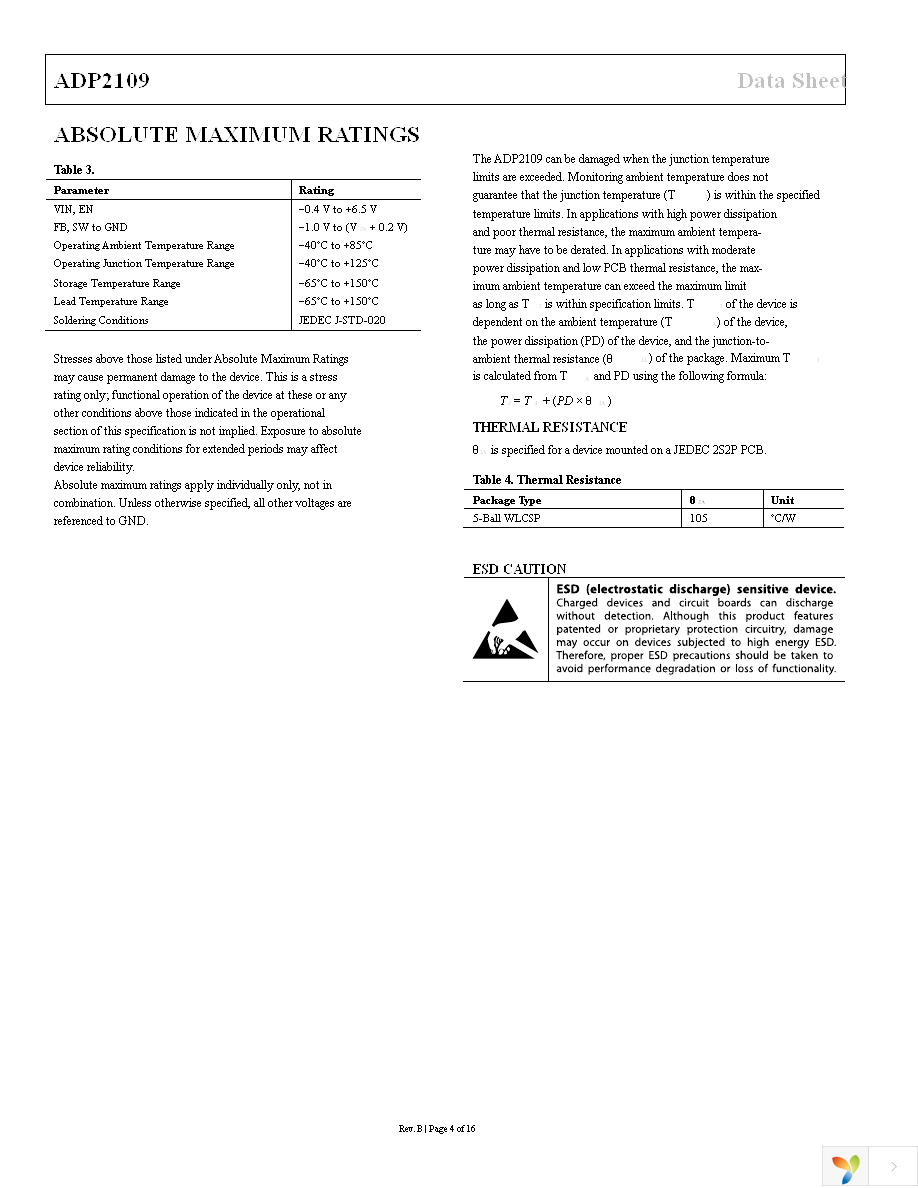 ADP2109ACBZ-1.5-R7 Page 4