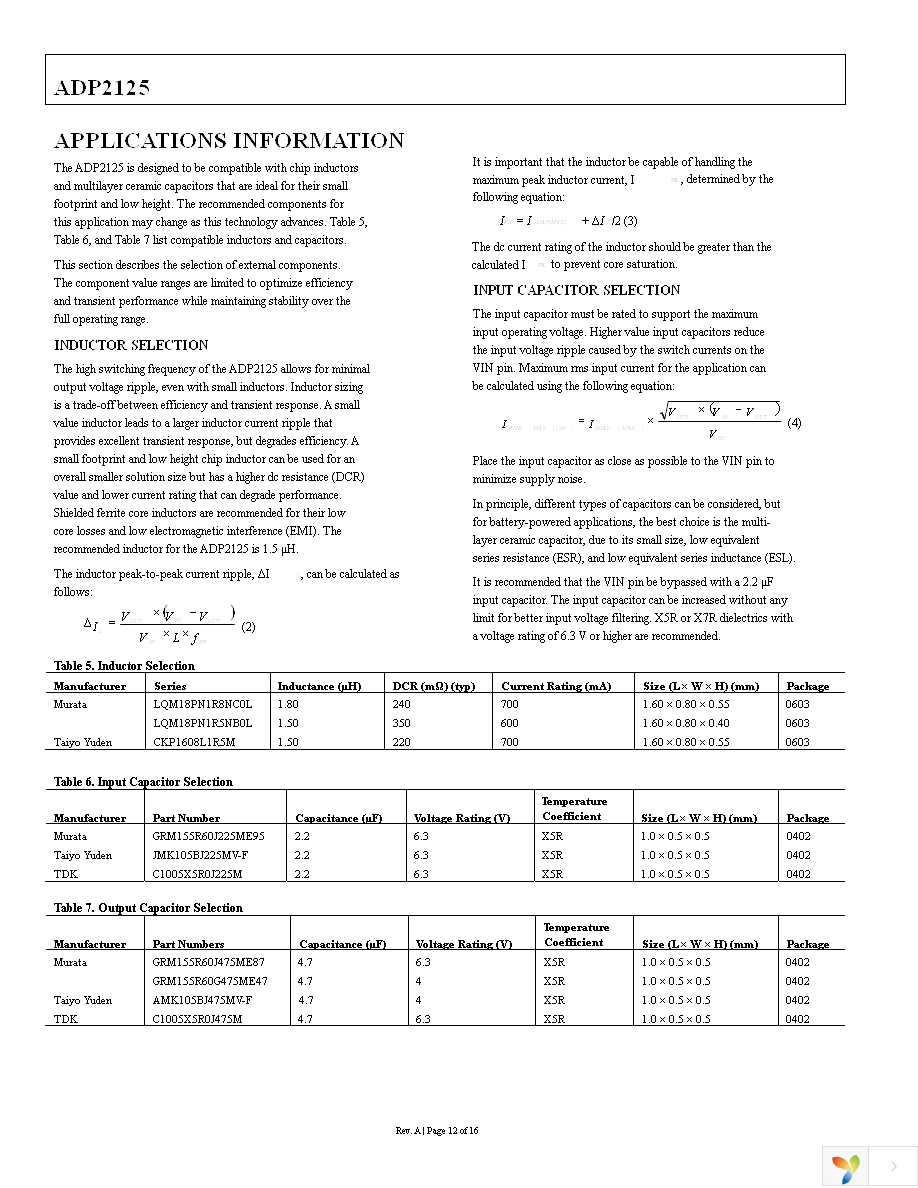 ADP2125BCDZ-1.26R7 Page 12