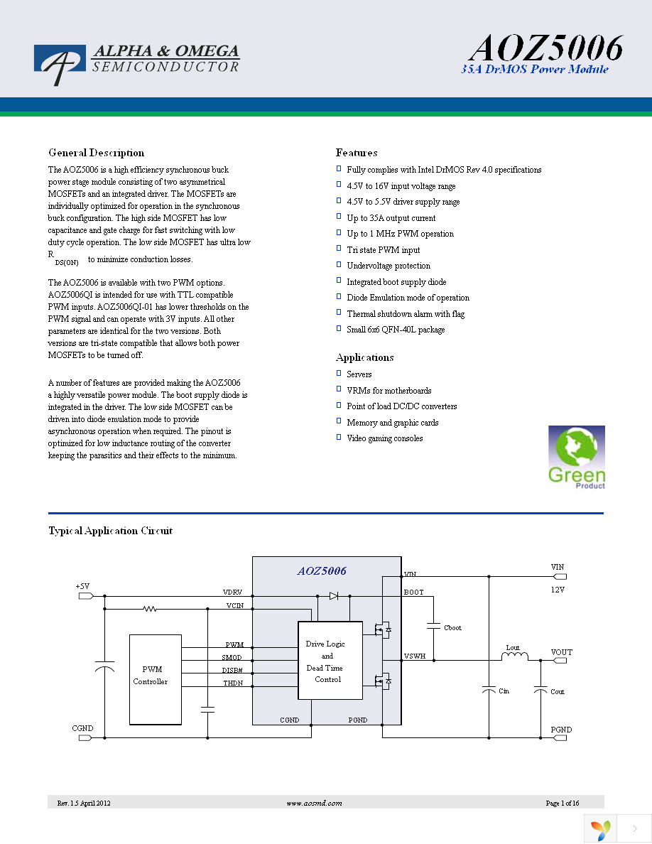 AOZ5006QI Page 1