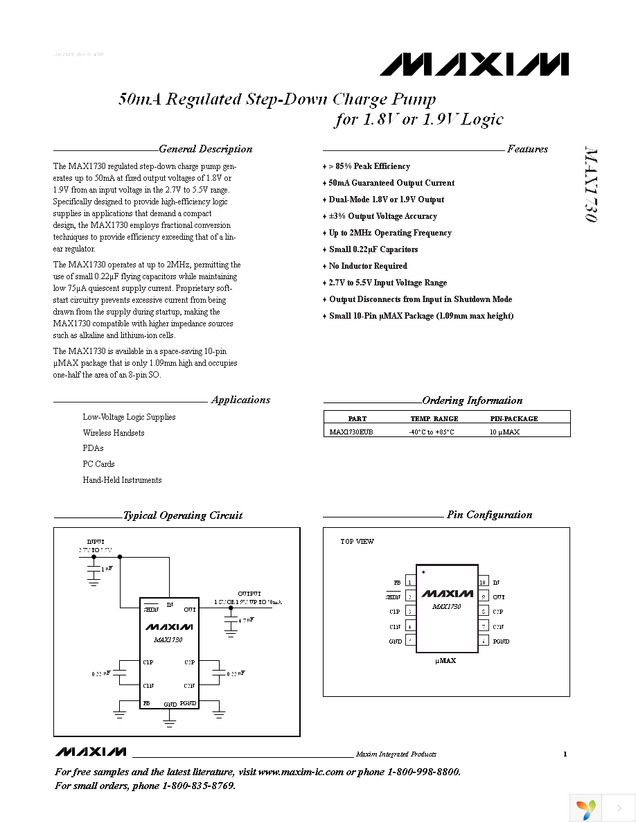 MAX1730EUB+T Page 1