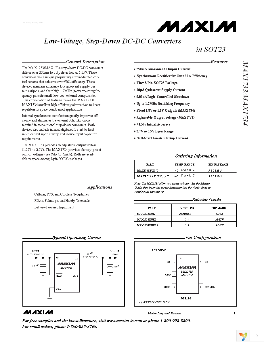 MAX1734EUK18+T Page 1