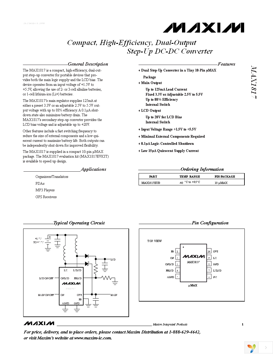 MAX1817EUB+T Page 1