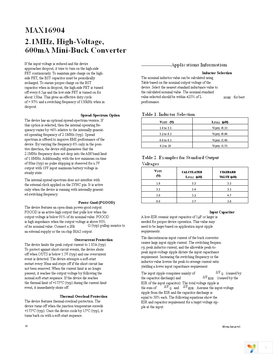 MAX16904RATB50+T Page 10