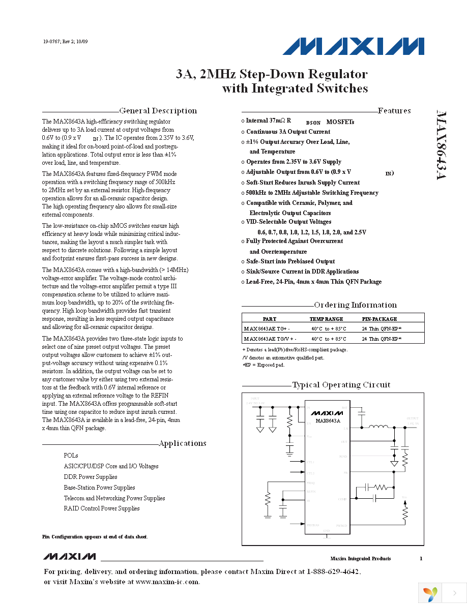 MAX8643AETG+T Page 1