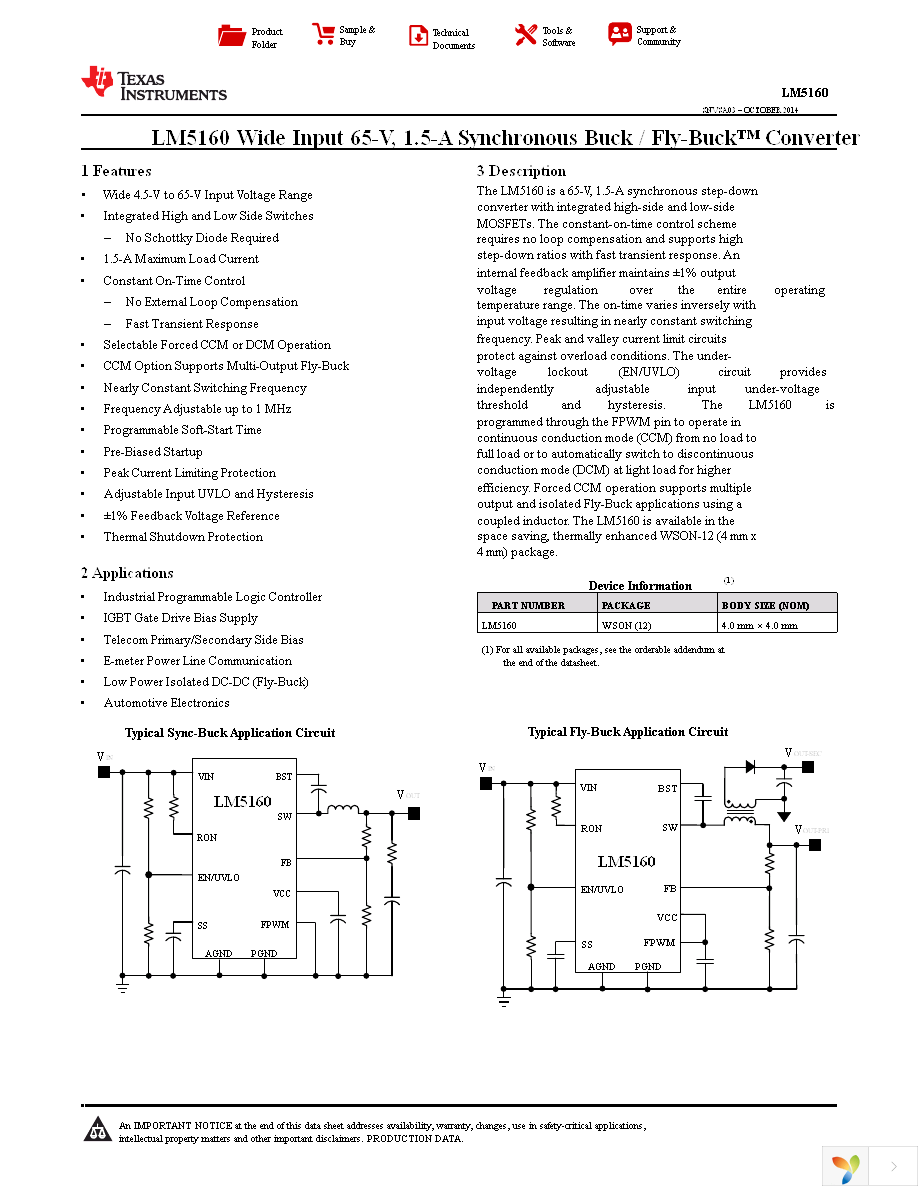 LM5160DNTT Page 1