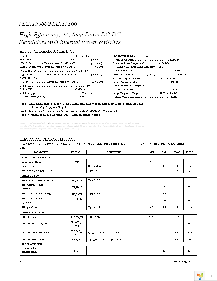 MAX15166EWE+T Page 2