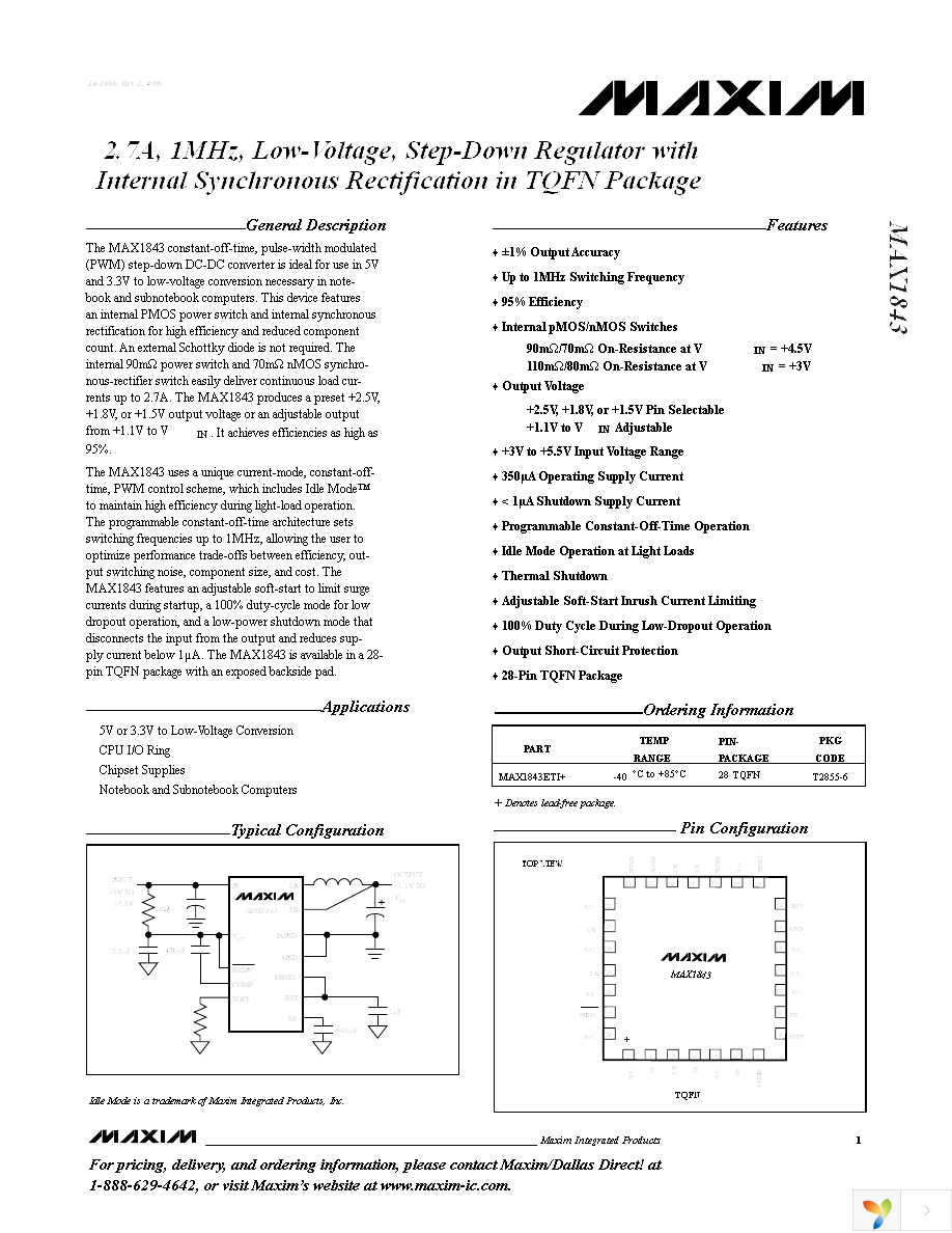 MAX1843ETI+T Page 1