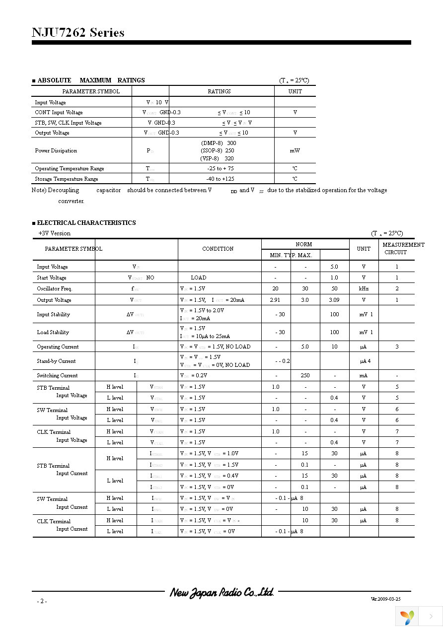 NJU7262M30 Page 2