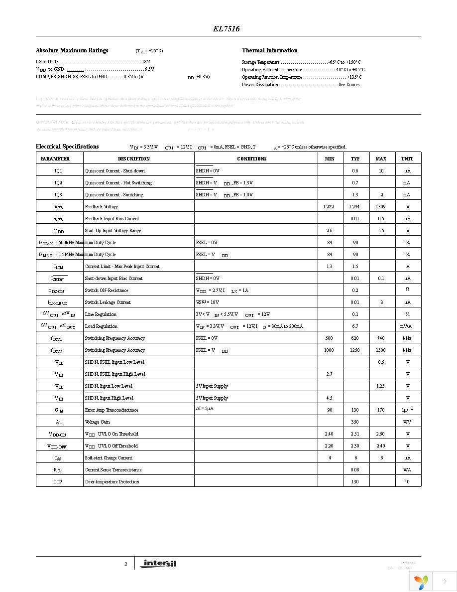 EL7516IYZ-T13 Page 2