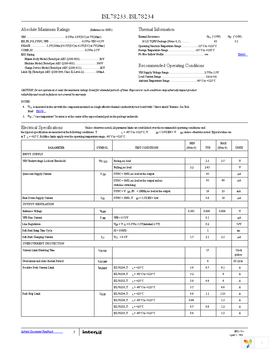 ISL78233ARZ Page 5