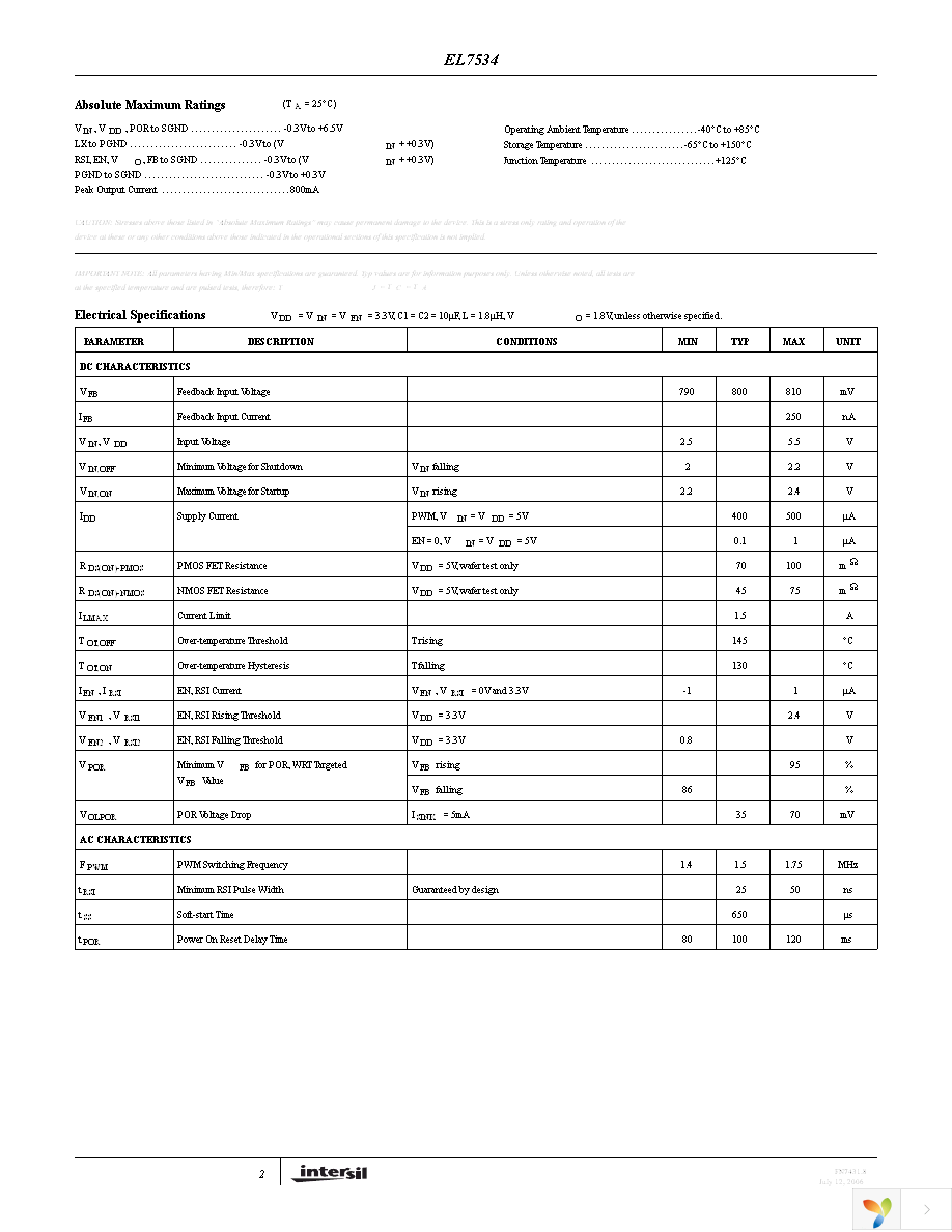 EL7534IYZ-T13 Page 2