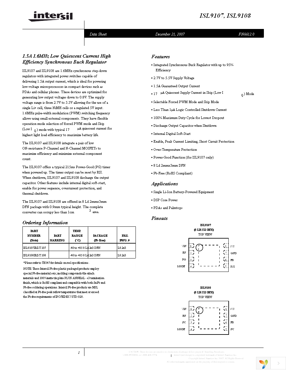 ISL9108IRZ-T Page 1