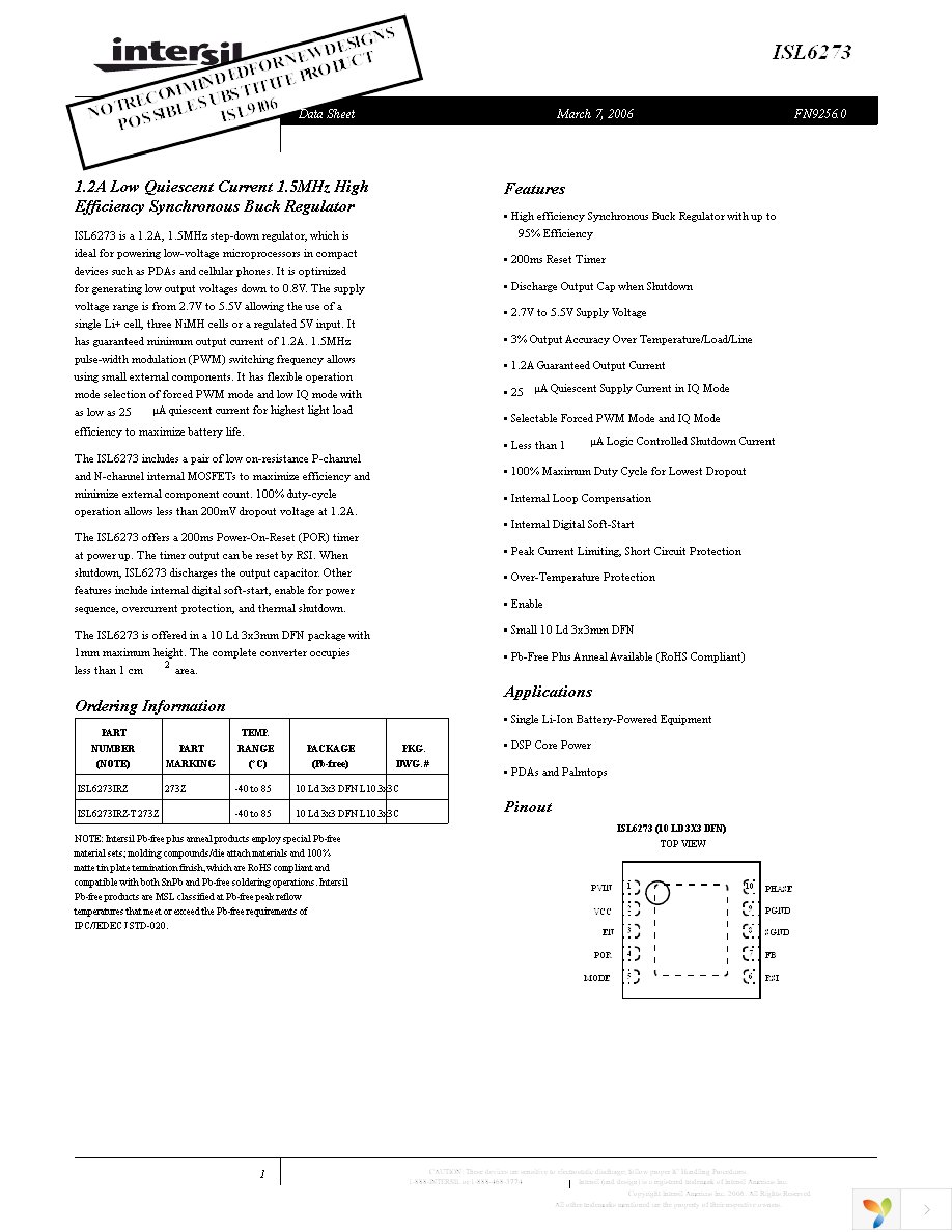 ISL6273IRZ Page 1