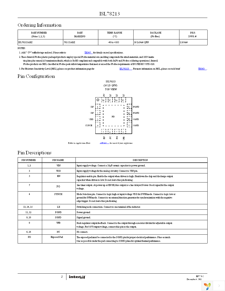 ISL78213ARZ-T Page 2