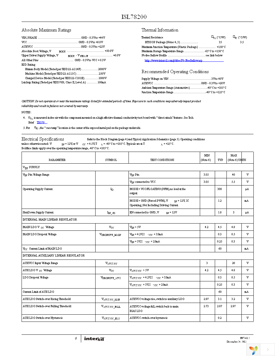 ISL78200AVEZ-T Page 6