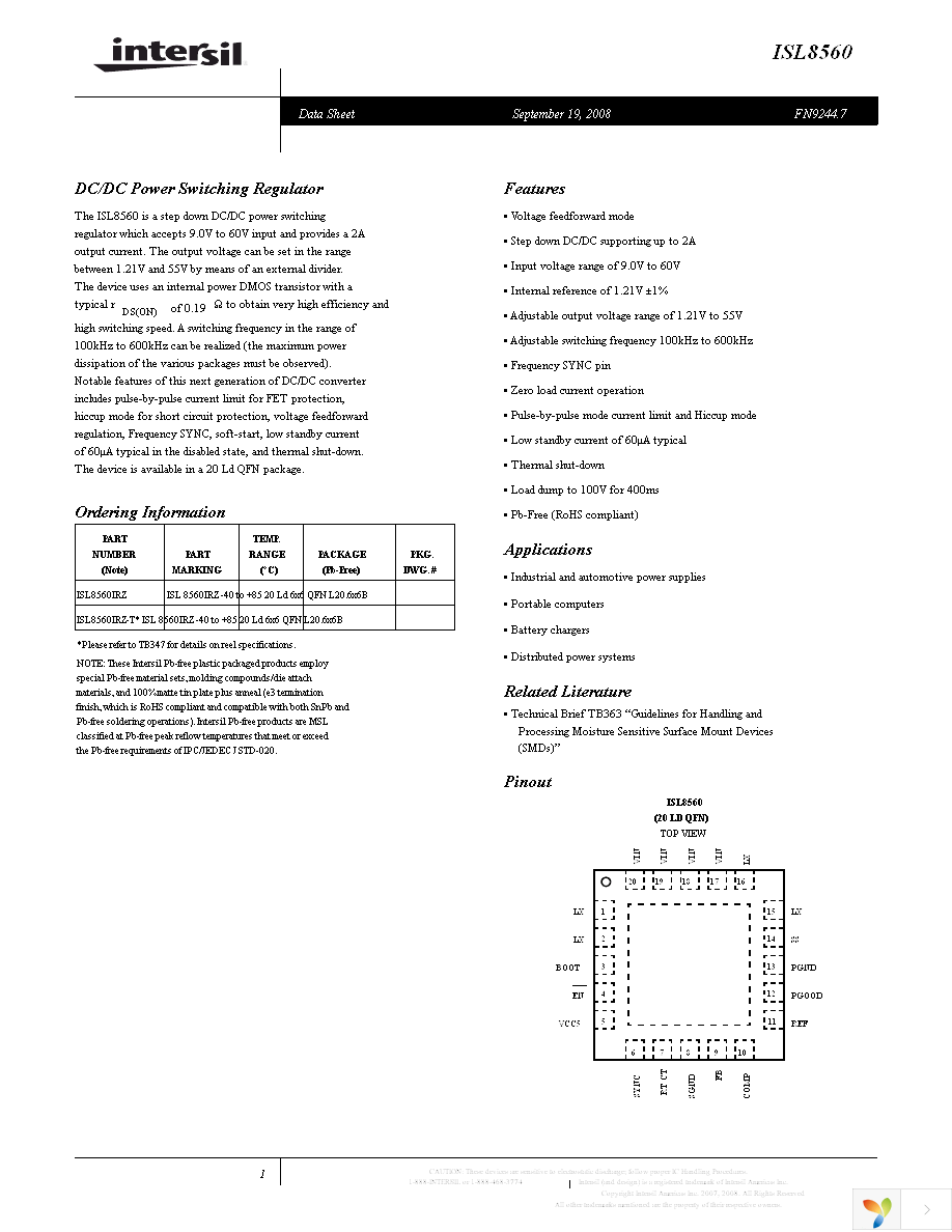 ISL8560IRZ-T Page 1