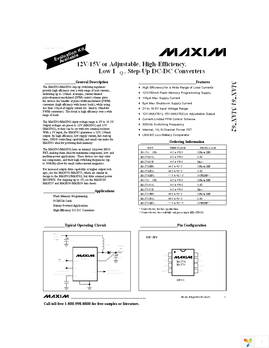 MAX761CPA Page 1