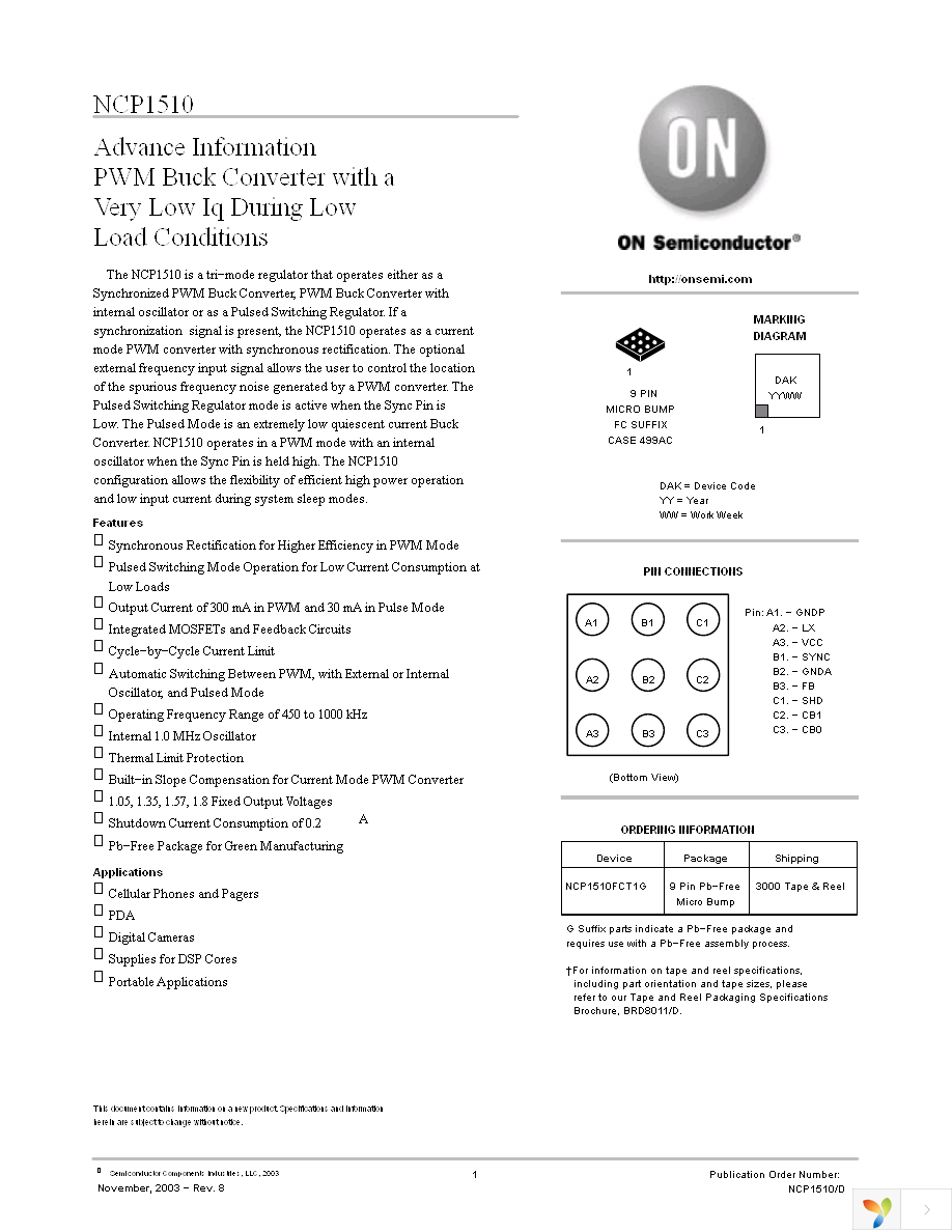 NCP1510FCT1G Page 1