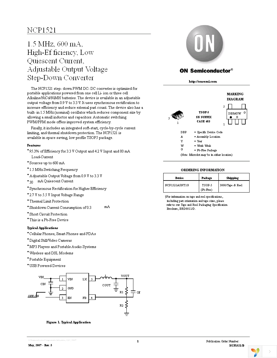 NCP1521ASNT1G Page 1