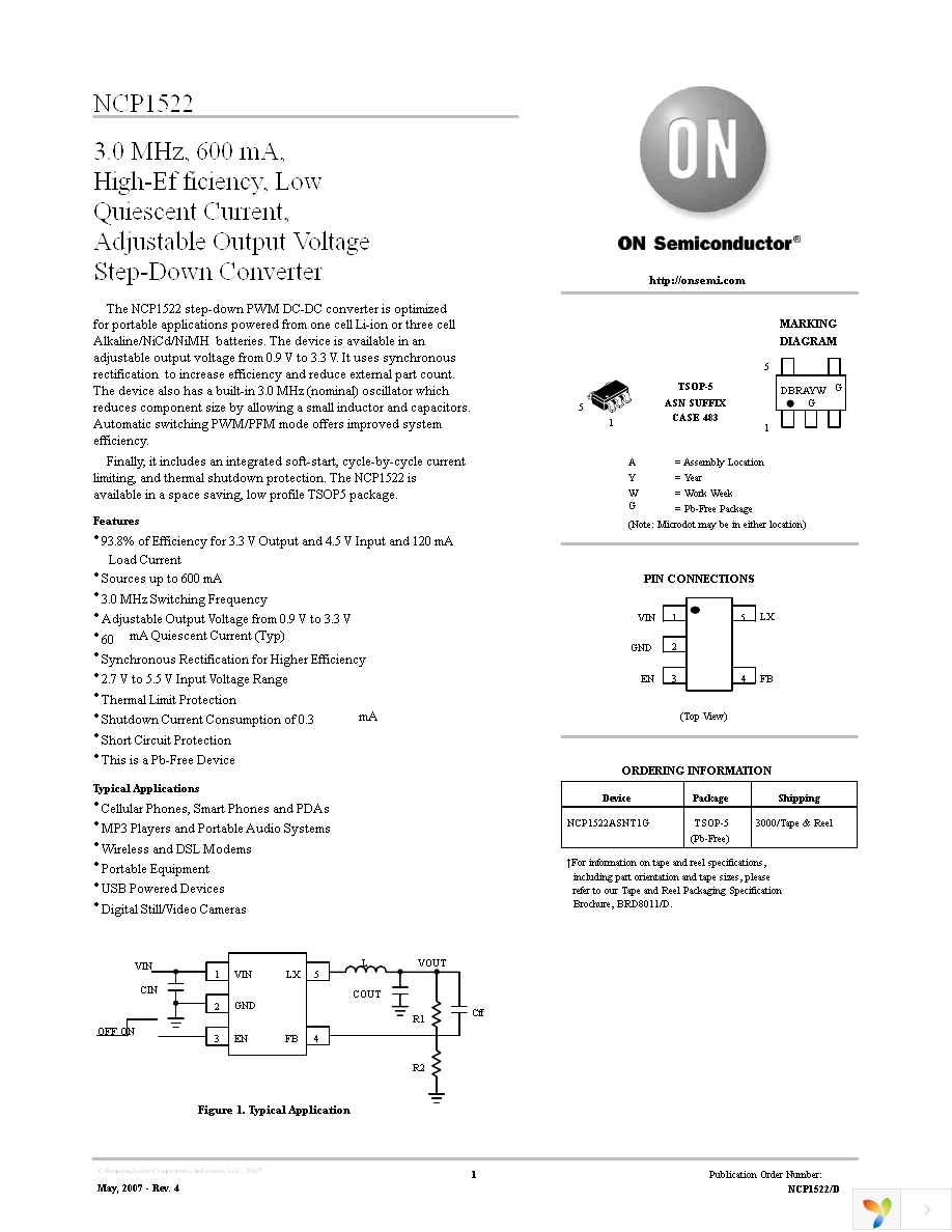 NCP1522ASNT1G Page 1