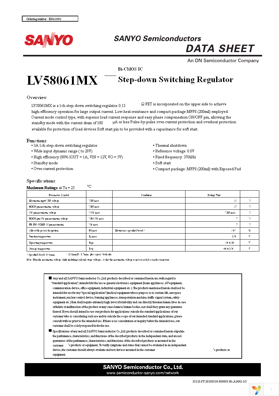 LV58061MX-TLM-H Page 1