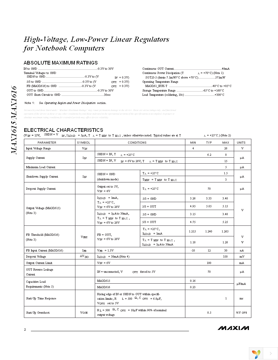 MAX1615EUK+T Page 2