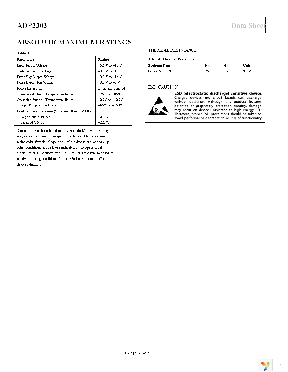 ADP3303ARZ-3.3-RL7 Page 4